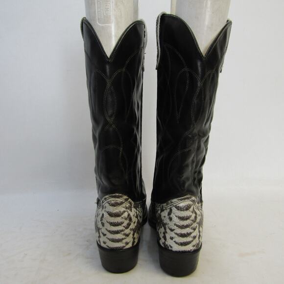 Mens Size 8.5 D Black Leather Snake Print Cowboy Western Boots main image 10